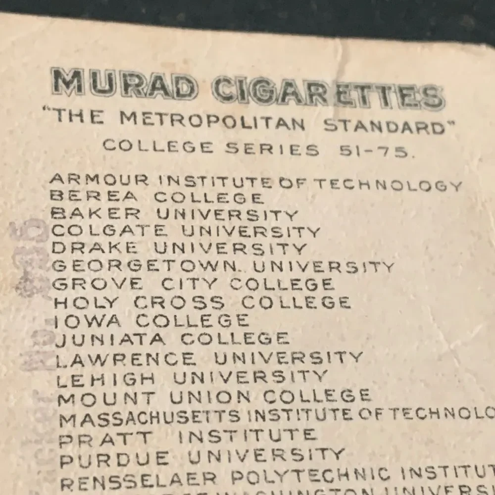 Lehigh University Rare Vintage Murad Trading Card with Cricket Motif